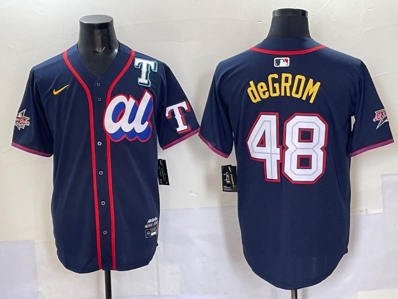 Men 2025 Texas Rangers #48 DeGrom Drak blue Nike MLB All Star jersey style 1->texas rangers->MLB Jersey